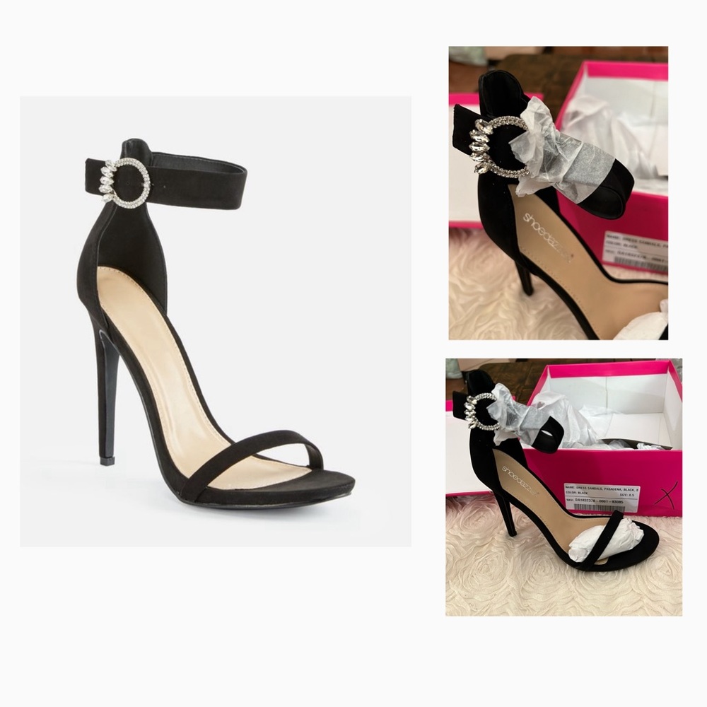 Pasadena  black diamond accent dress sandals by justfab